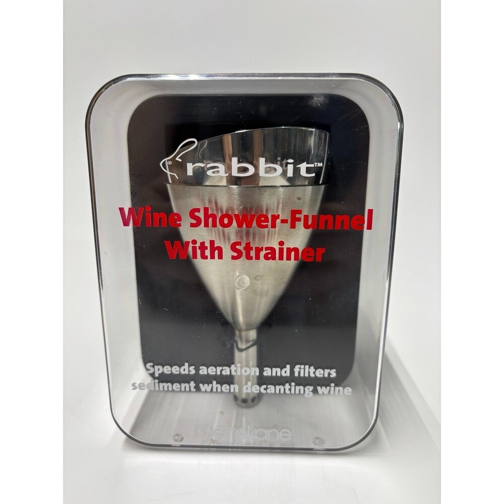 Rabbit Metrokane Wine Shower-Funnel with Strainer W6118 Stainless Steel